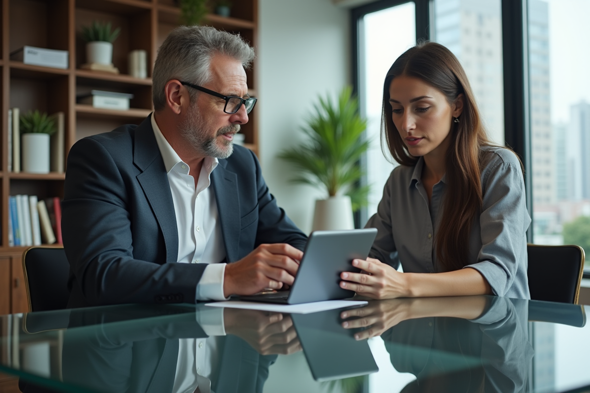 Conseiller bancaire discutant avec une cliente devant un ordinateur