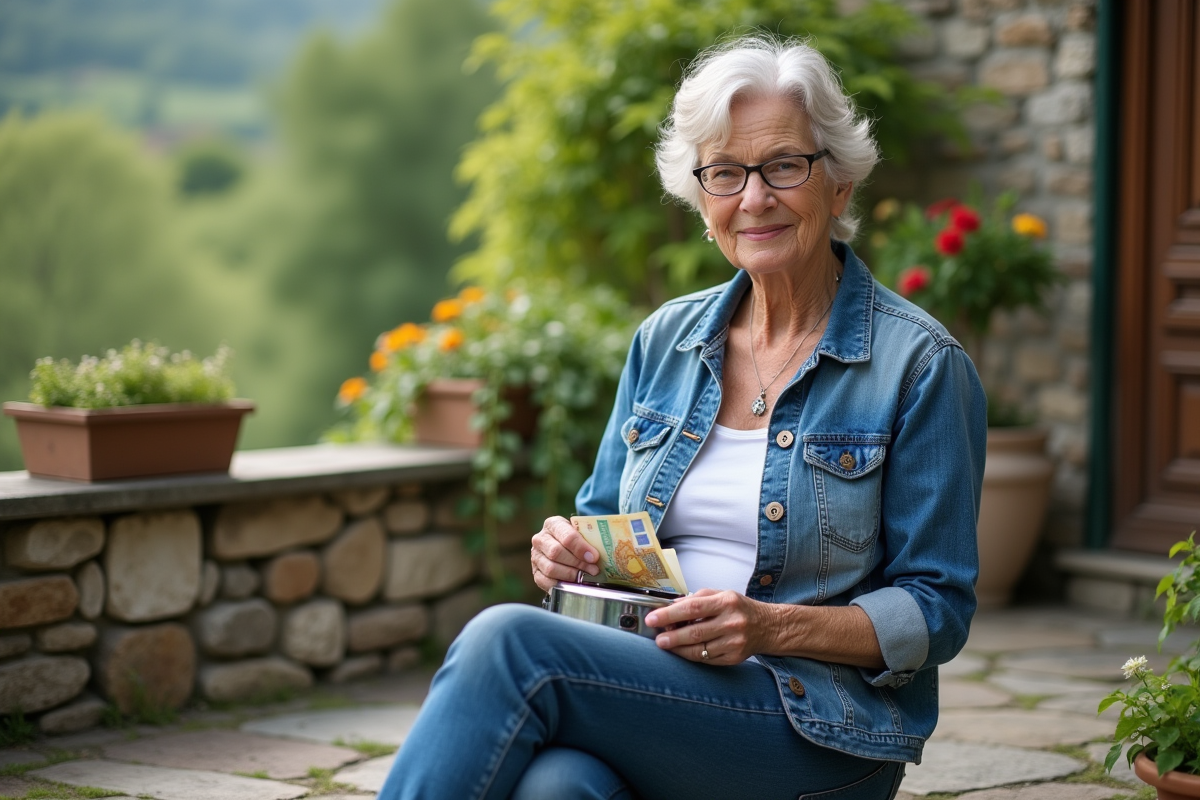 Femme déposant des billets dans une boîte dehors
