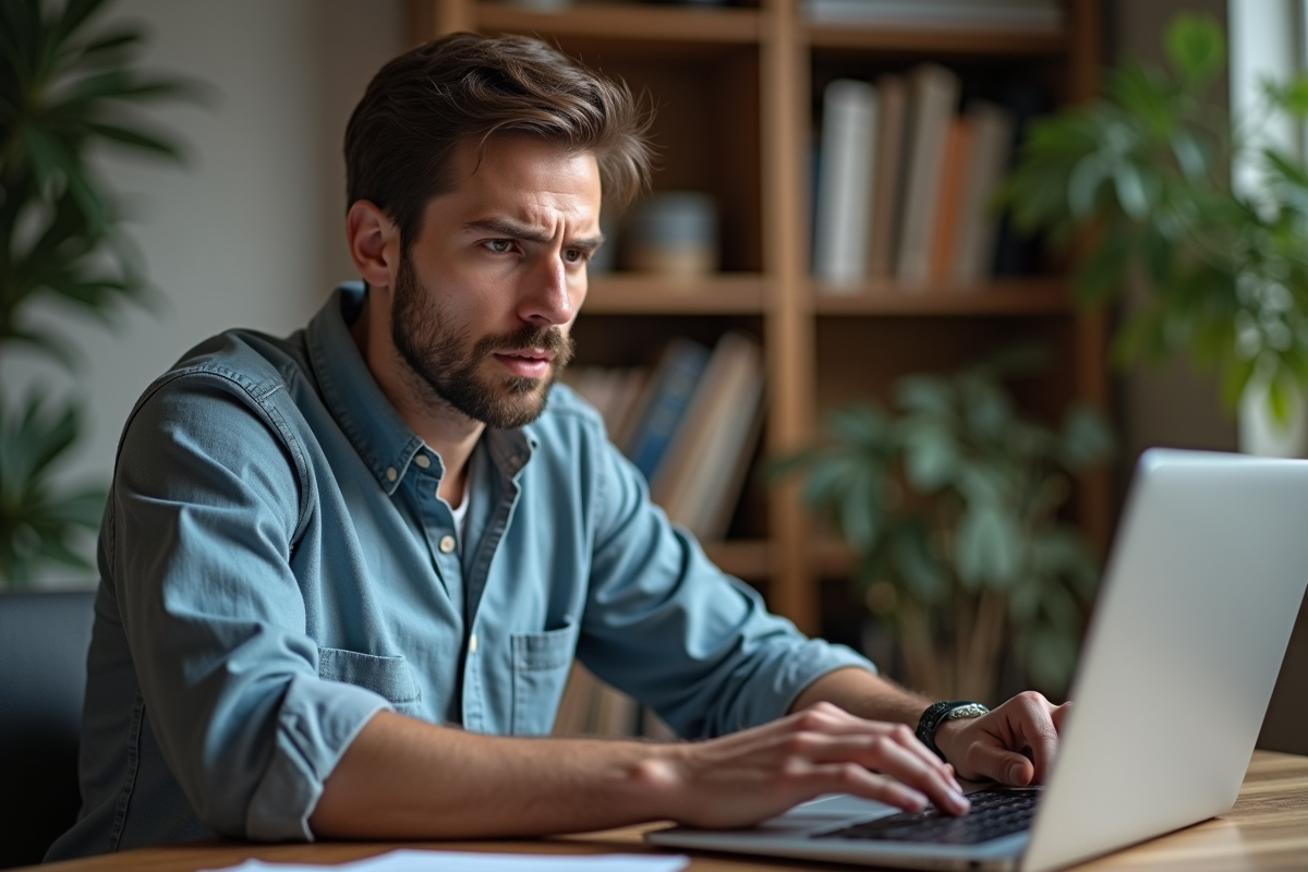 Jeune patient chez lui utilisant son ordinateur