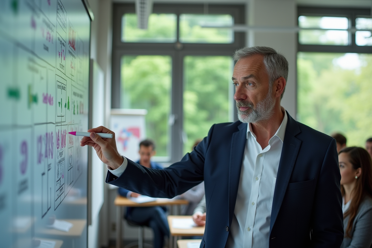 Professeur en biologie illustrant l